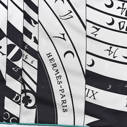 Hermes Silk Astrologie Nouvelle Tattoo Scarf 90 Black White 3 of 8