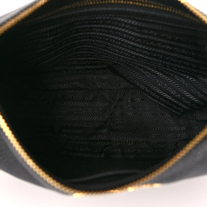 Prada Vitello Daino Zippered Messenger Hobo Black 5 of 8