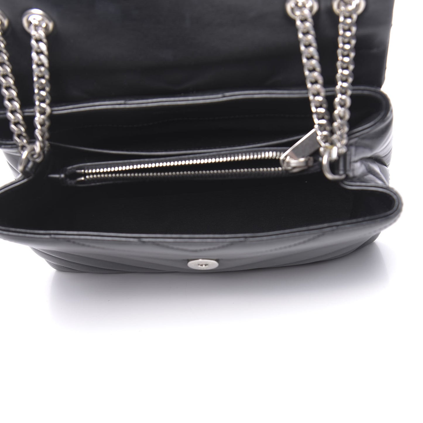 Calfskin Y Quilted Monogram Small Loulou Chain Satchel Black