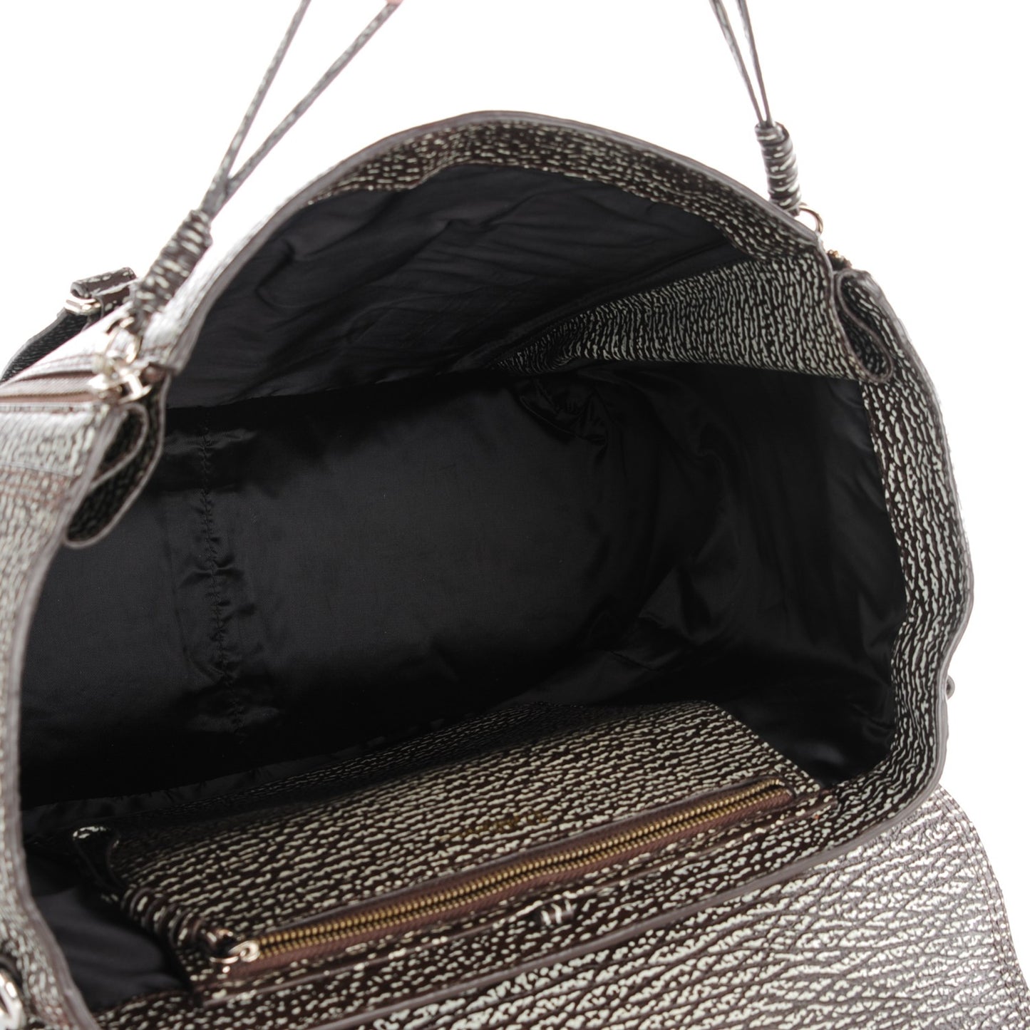 3.1 Textured Calfskin Large Pashli Satchel Black Cream