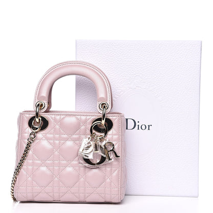 Christian Dior Metallic Lambskin Cannage Mini Lady Dior Lotus 10 of 10