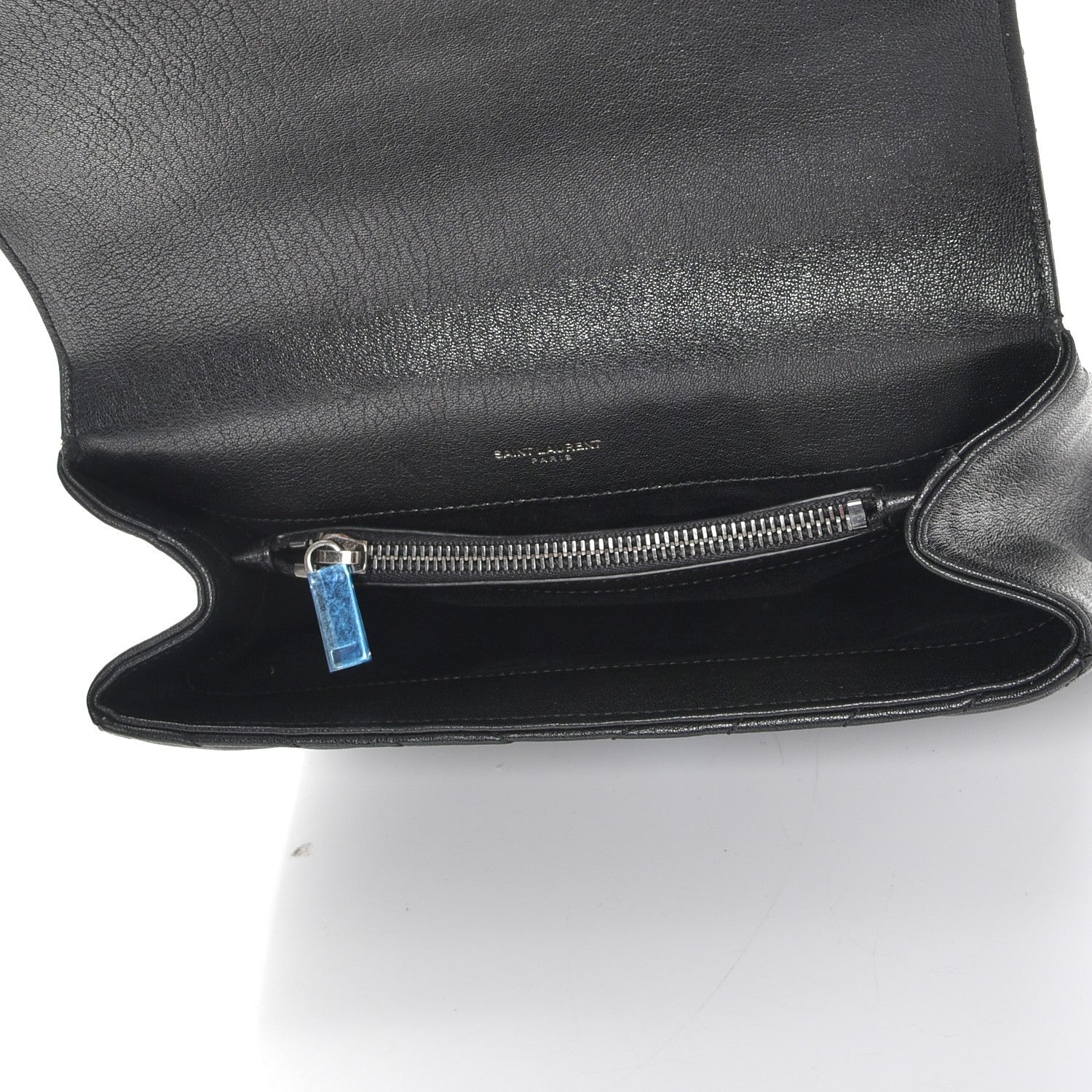 Saint Laurent Sheepskin Matelasse Chevron Monogram Medium College Bag Black 5 of 7