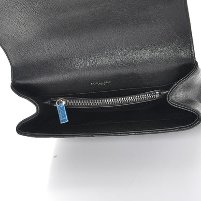 Saint Laurent Sheepskin Matelasse Chevron Monogram Medium College Bag Black 5 of 7