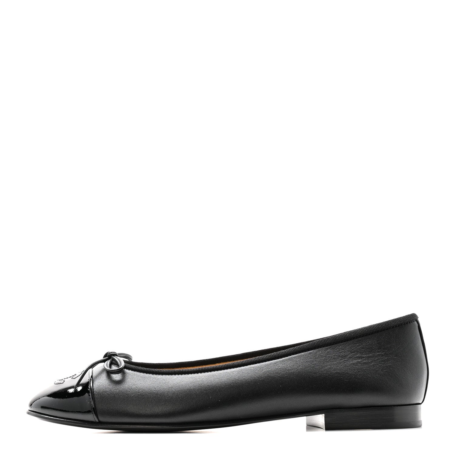 Chanel Lambskin Patent Cap Toe Ballerina Flats 39.5 Black 1 of 10