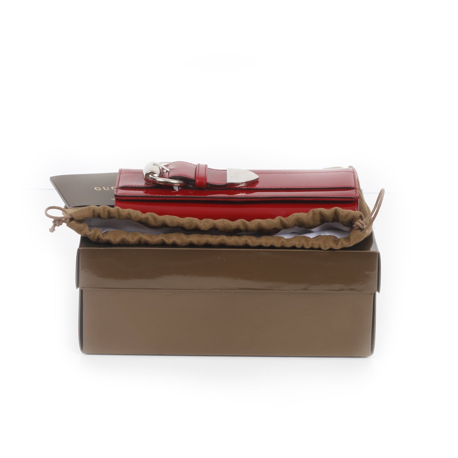 Gucci Patent Leather Buckle Clutch Red 11 of 11