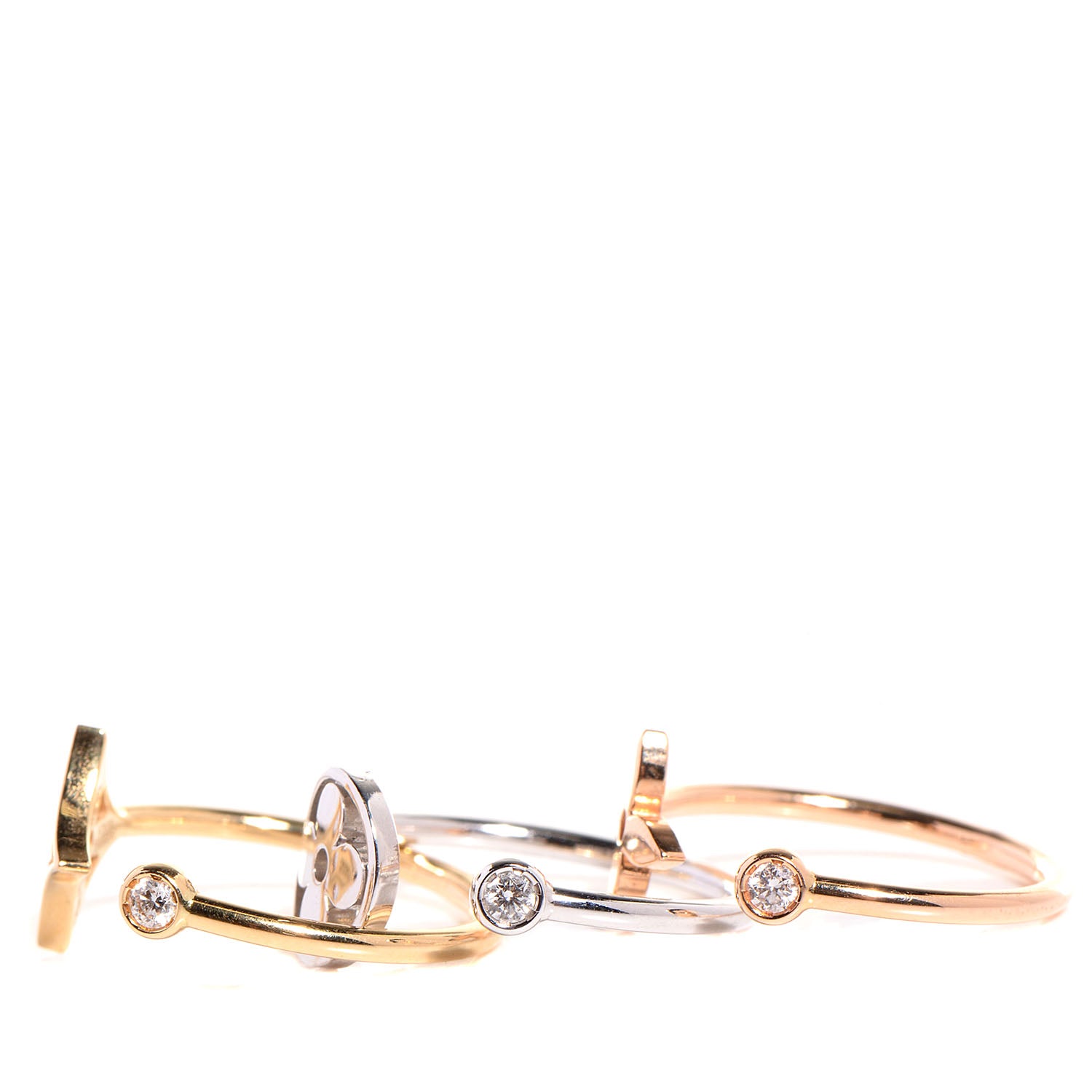 Louis Vuitton Monogram 3 Golds and Diamonds Idylle Ring Set 52 US 6 6 of 10