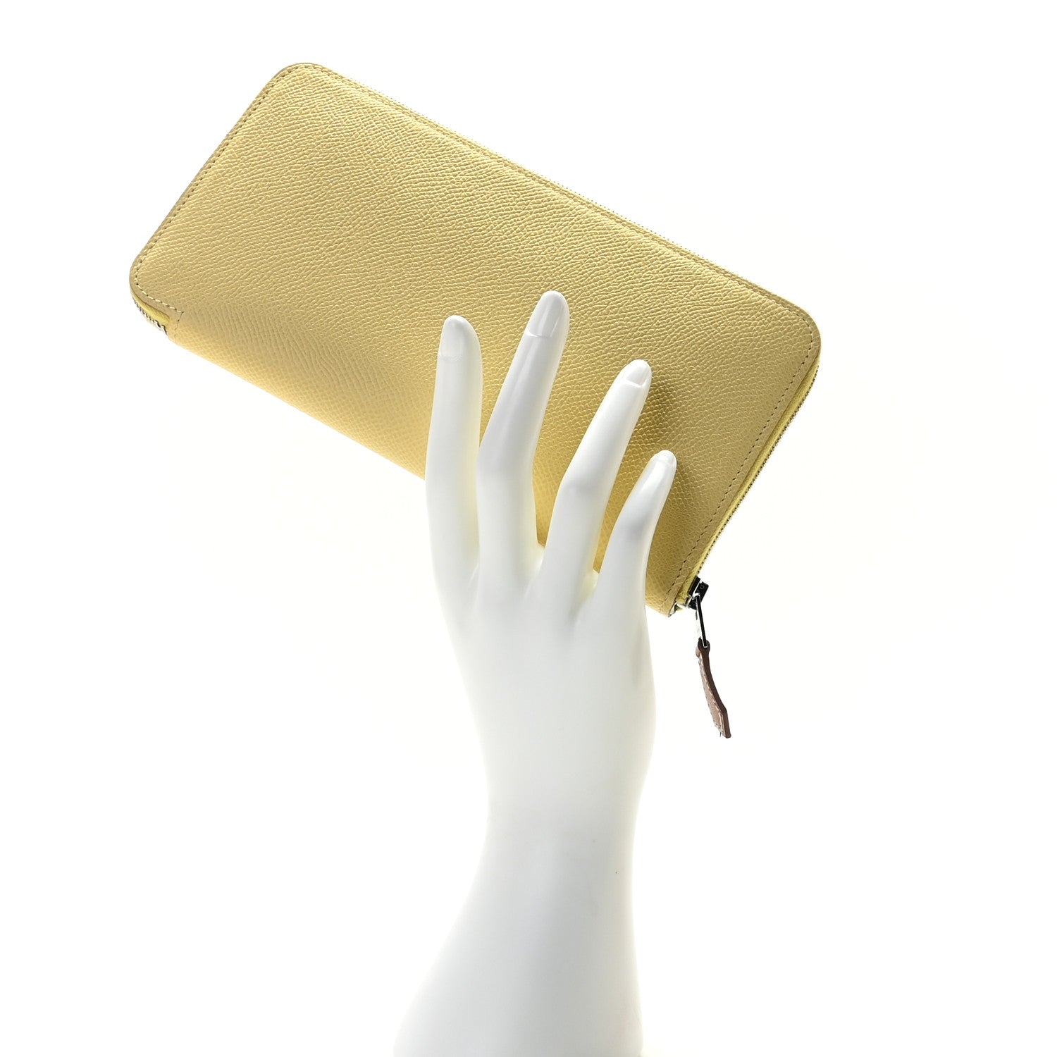 Hermes Epsom Silk'In Compact Wallet Jaune Poussin Nata 2 of 8