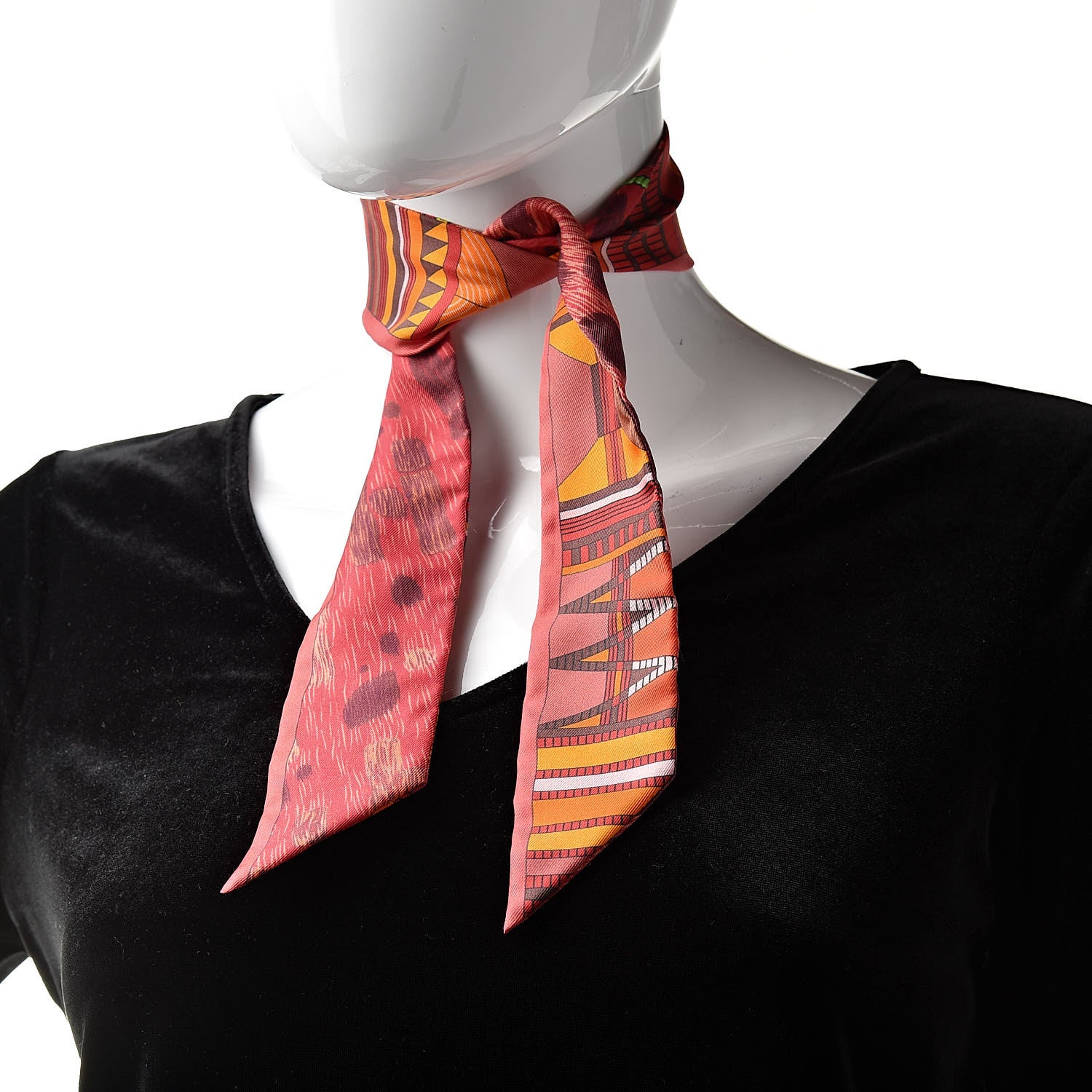 Hermes Silk Pelages Twilly Coral Orange Rouge 2 of 5