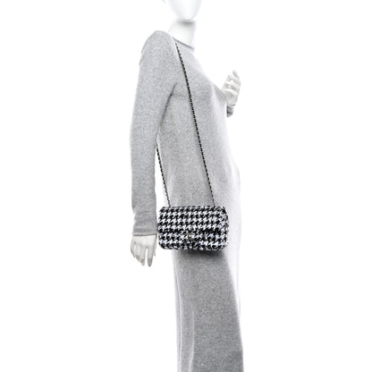 Chanel Sequin Mini Houndstooth Rectangular Flap Black White 2 of 11
