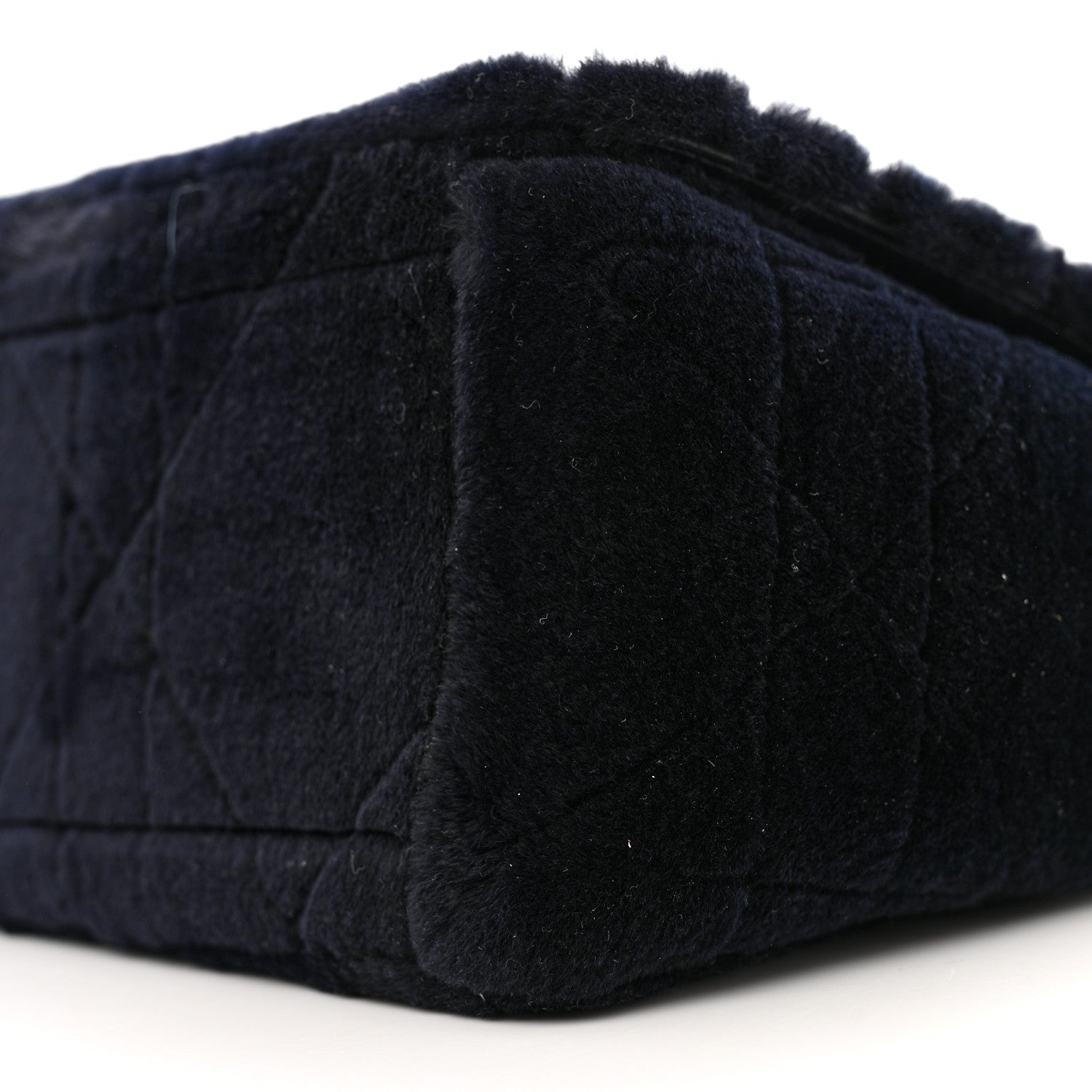 Christian Dior Rabbit Fur Alligator Crystal Cannage Medium Caro Bag Navy 10 of 12