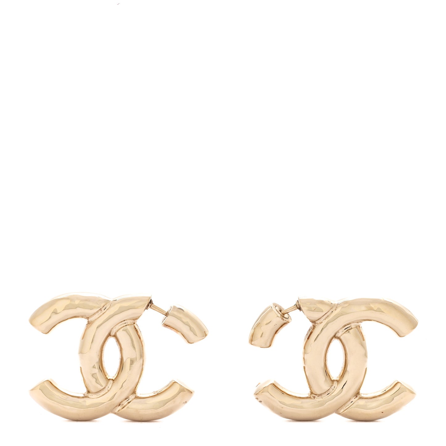 Metal Large CC Earrings Light Gold