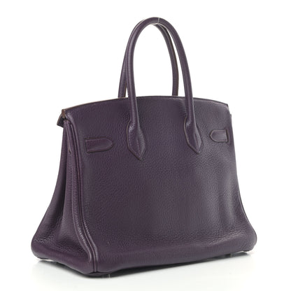 Hermes Taurillon Clemence Birkin 30 Raisin 2 of 9