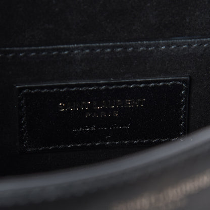 Saint Laurent Smooth Calfskin Suede Betty Stud Stripe Flap Messenger Black 8 of 9