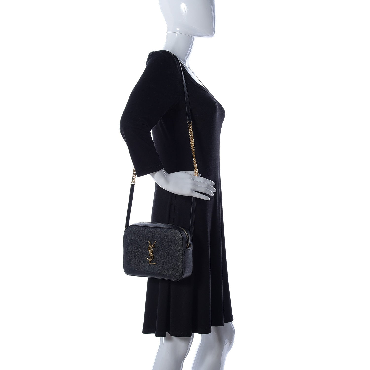 Saint Laurent Grain De Poudre Medium Classic Monogram Camera Bag Black 2 of 14