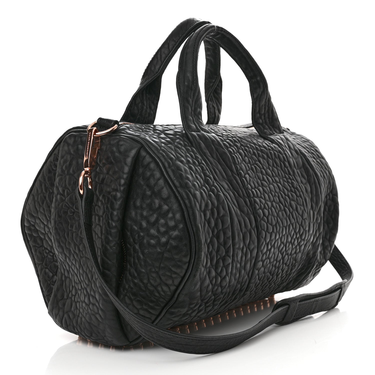 Alexander Wang Pebbled Lambskin Rocco Black Rose Gold Hardware 3 of 10