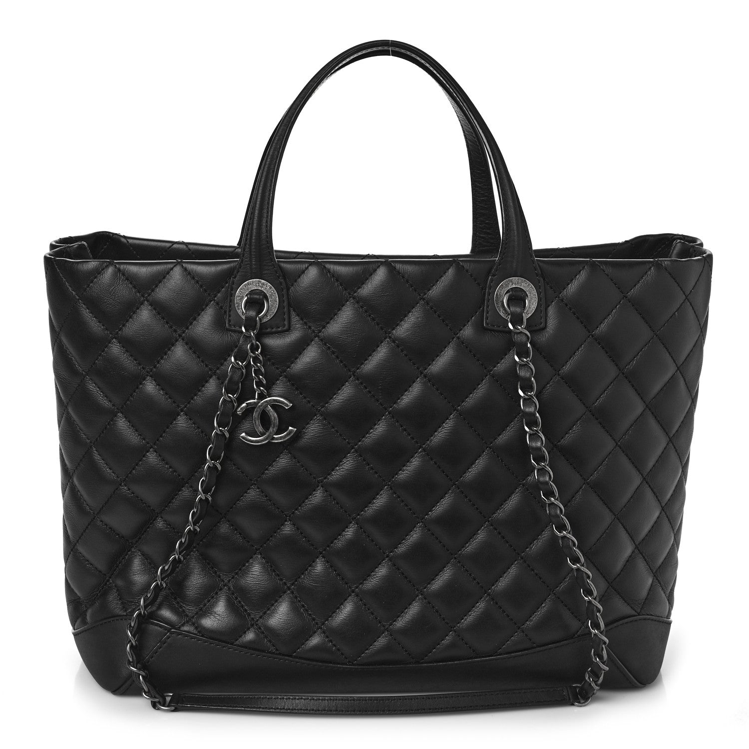 Chanel Calfskin Quilted Large Easy Shopping Tote Black 1 of 8