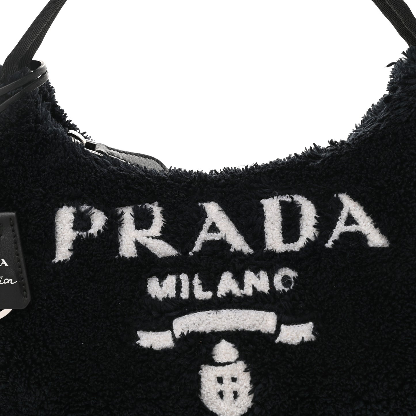 Terry Cloth Mini Re-Edition 2000 Bag Black White