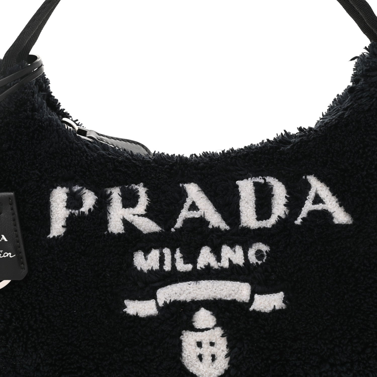 Prada Terry Cloth Mini Re-Edition 2000 Bag Black White 8 of 11