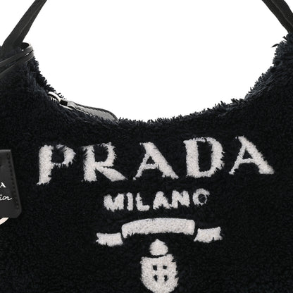 Prada Terry Cloth Mini Re-Edition 2000 Bag Black White 8 of 11