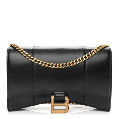 Balenciaga Shiny Box Calfskin Hourglass Chain Bag Black 1 of 9