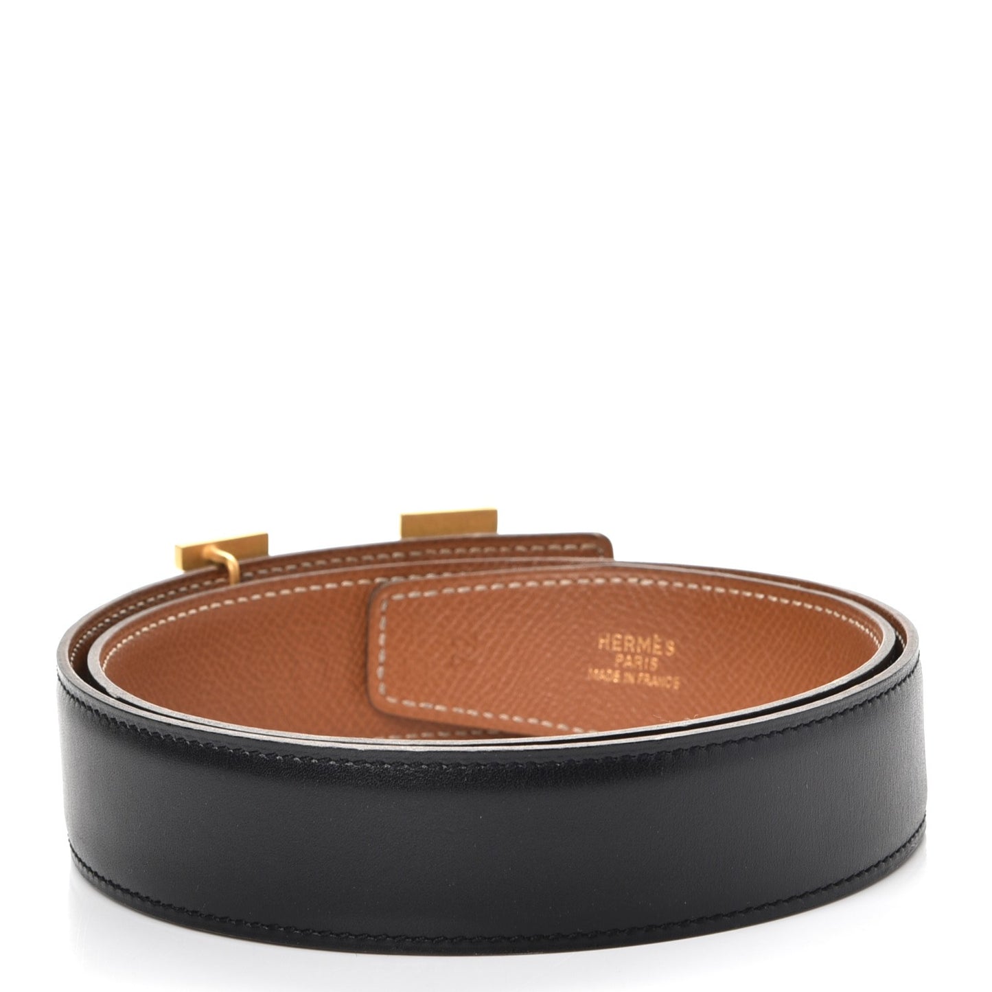 Box Epsom 32mm H Belt 72 Black Gold