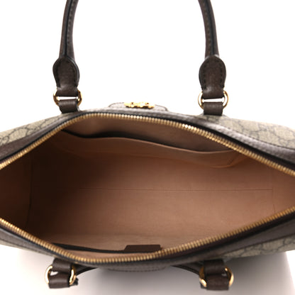 Gucci GG Supreme Monogram Textured Dollar Calfskin Web Medium Ophidia Boston Beige Ebony New Acero 5 of 9