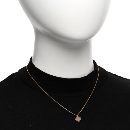 Van Cleef & Arpels 18K Rose Gold Carnelian Sweet Alhambra Pendant Necklace 2 of 6