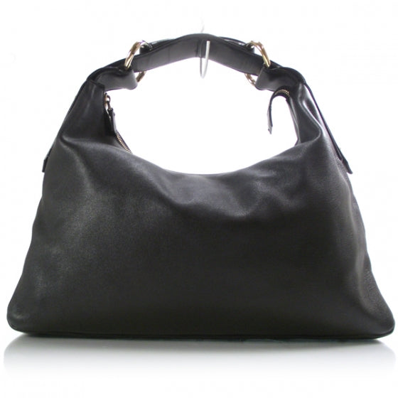 Gucci Leather Medium Horsebit Chain Hobo Black 1 of 10