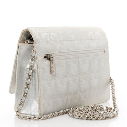 Chanel Nylon Travel Wallet On Chain WOC Metallic Silver 3 of 16
