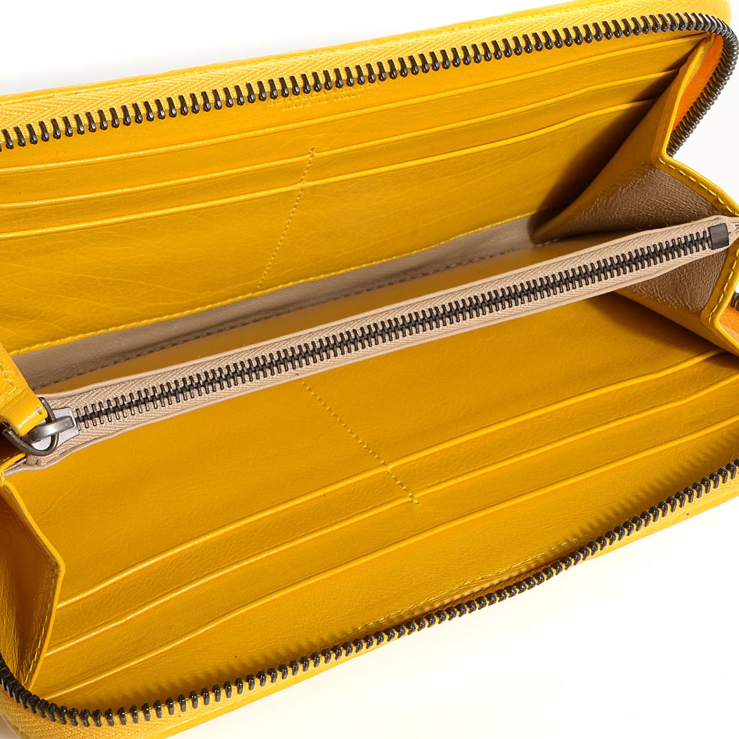 Vitellino Lisse Intrecciato Zip Around Wallet Yolk Paille
