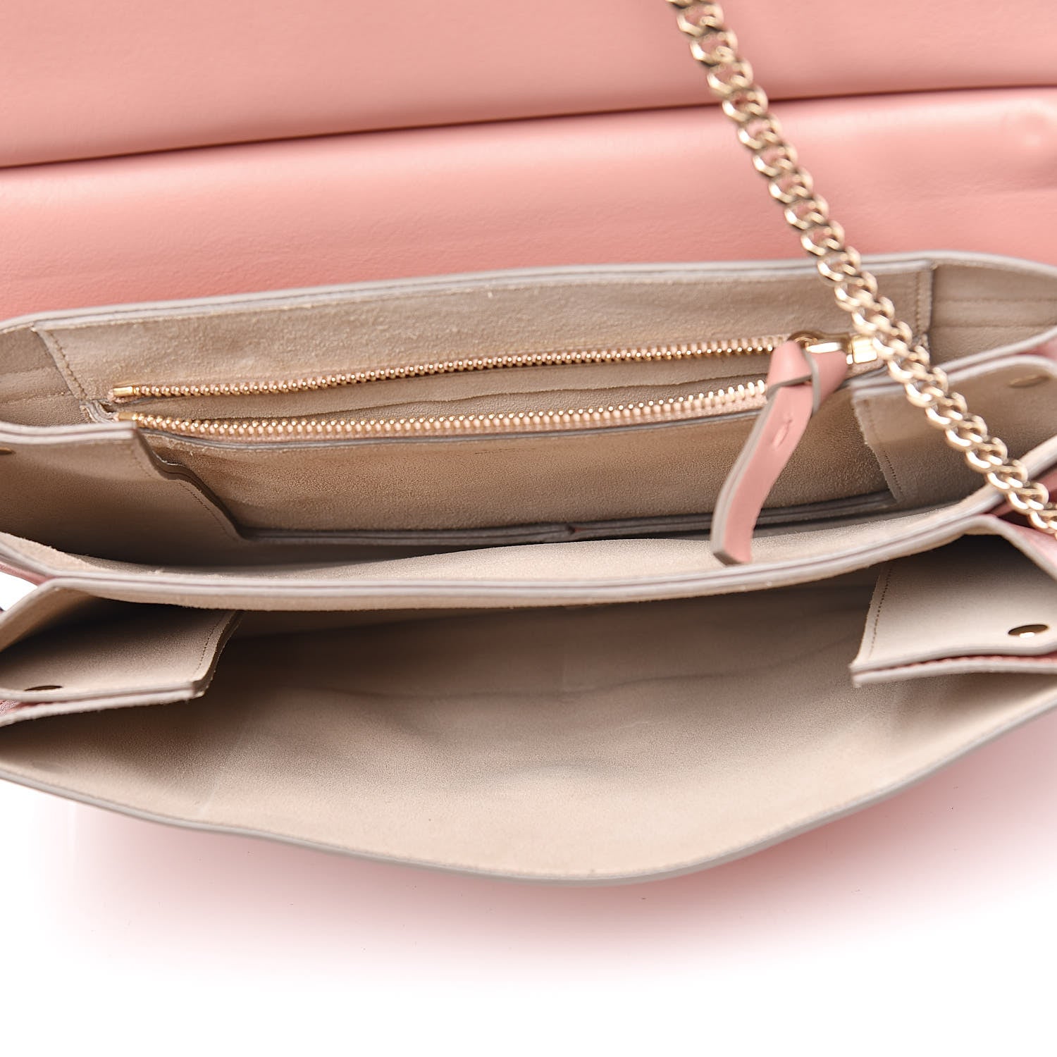Chloe Calfskin Suede Medium Faye Shoulder Bag Nougat 5 of 12