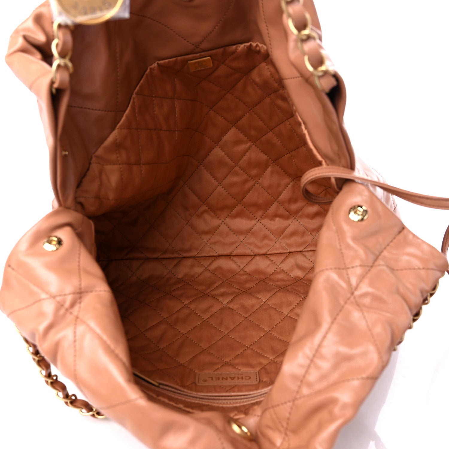 Chanel Shiny Calfskin Quilted Chanel 22 Camel 6 of 10