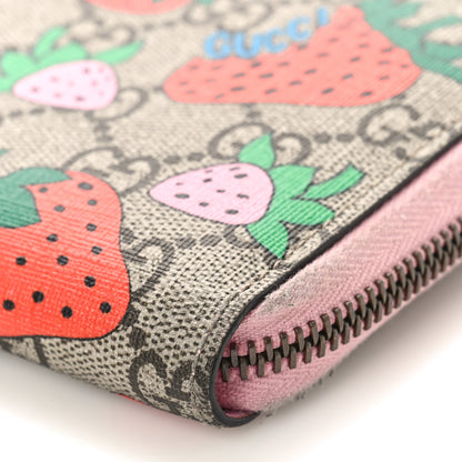 Gucci GG Supreme Monogram Strawberry Zip Around Wallet Light Pink 8 of 15
