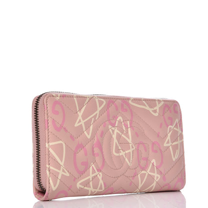 Gucci Calfskin Matelasse GucciGhost GG Marmont Zip Around Wallet Perfect Pink Rosa Ivory 3 of 8
