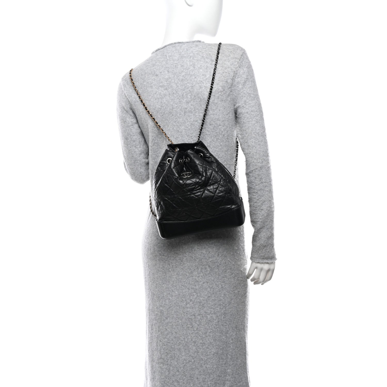 Chanel Aged Calfskin Quilted Gabrielle Backpack Black 2 of 15