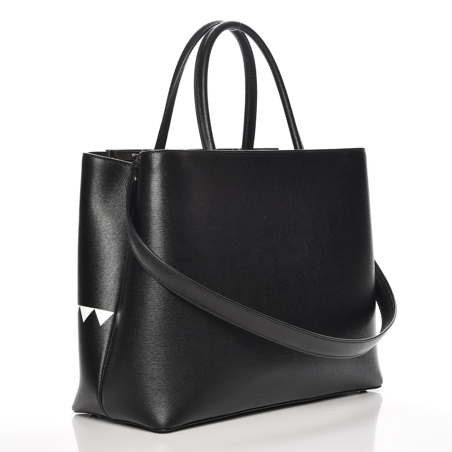Fendi Vitello Elite Studded Monster Medium 2Jours Tote Black 4 of 8