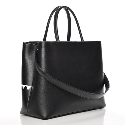 Fendi Vitello Elite Studded Monster Medium 2Jours Tote Black 4 of 8