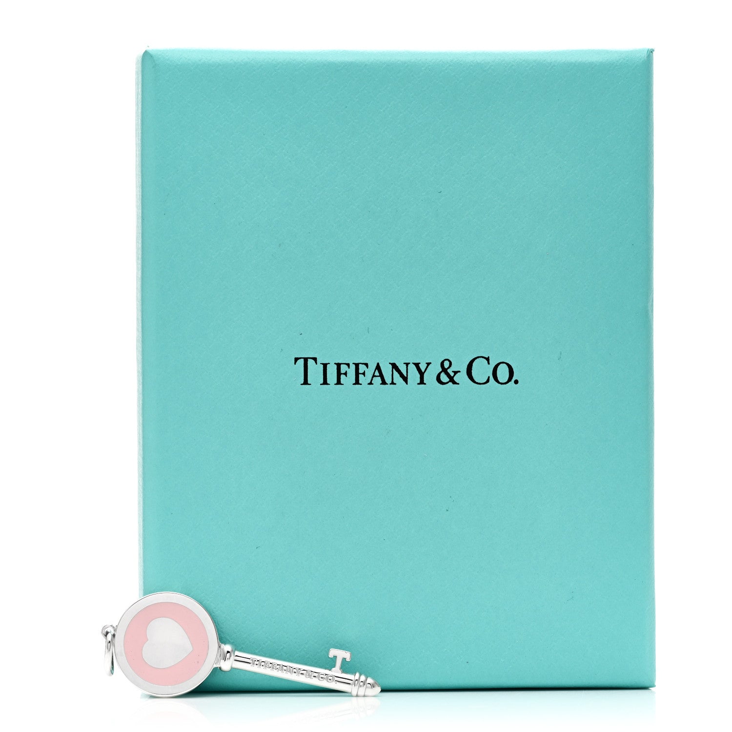 Tiffany Sterling Silver Enamel Keys Heart Key Pendant Pink 7 of 7