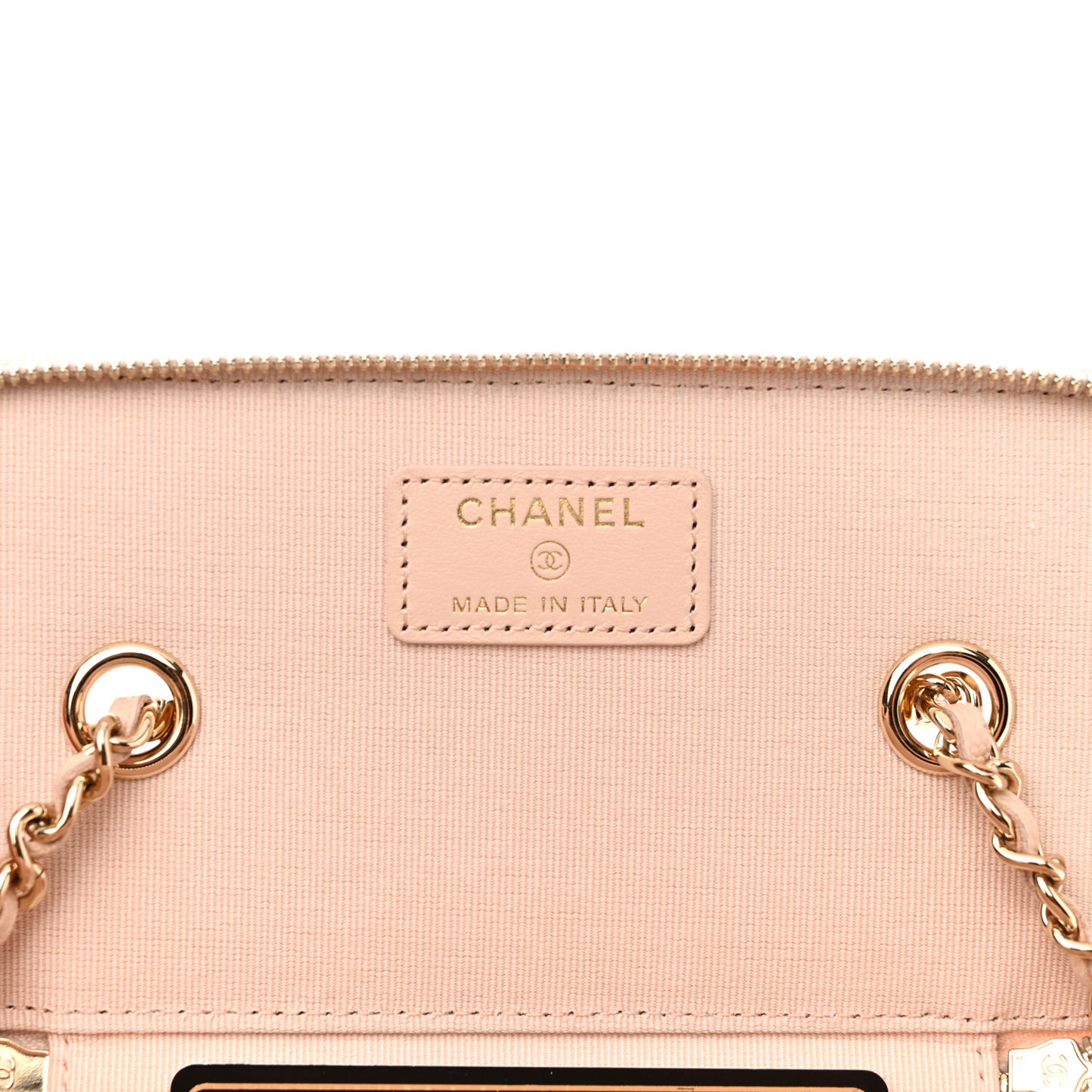 Caviar Quilted Small Vanity Case With Chain Light Beige
