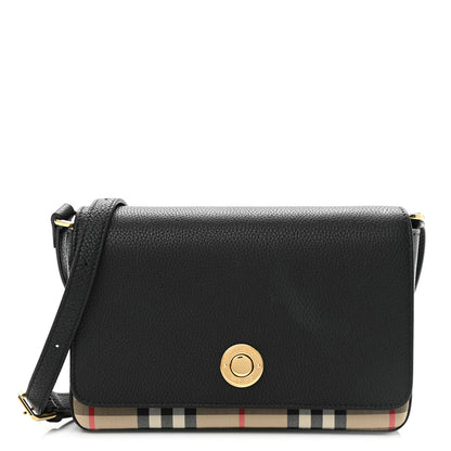 Burberry Grainy Calfskin Vintage Check Hampshire Crossbody Black 1 of 10