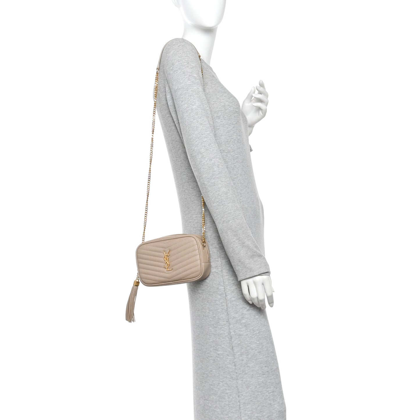 Grain De Poudre Matelasse Monogram Mini Lou Camera Bag Dark Beige