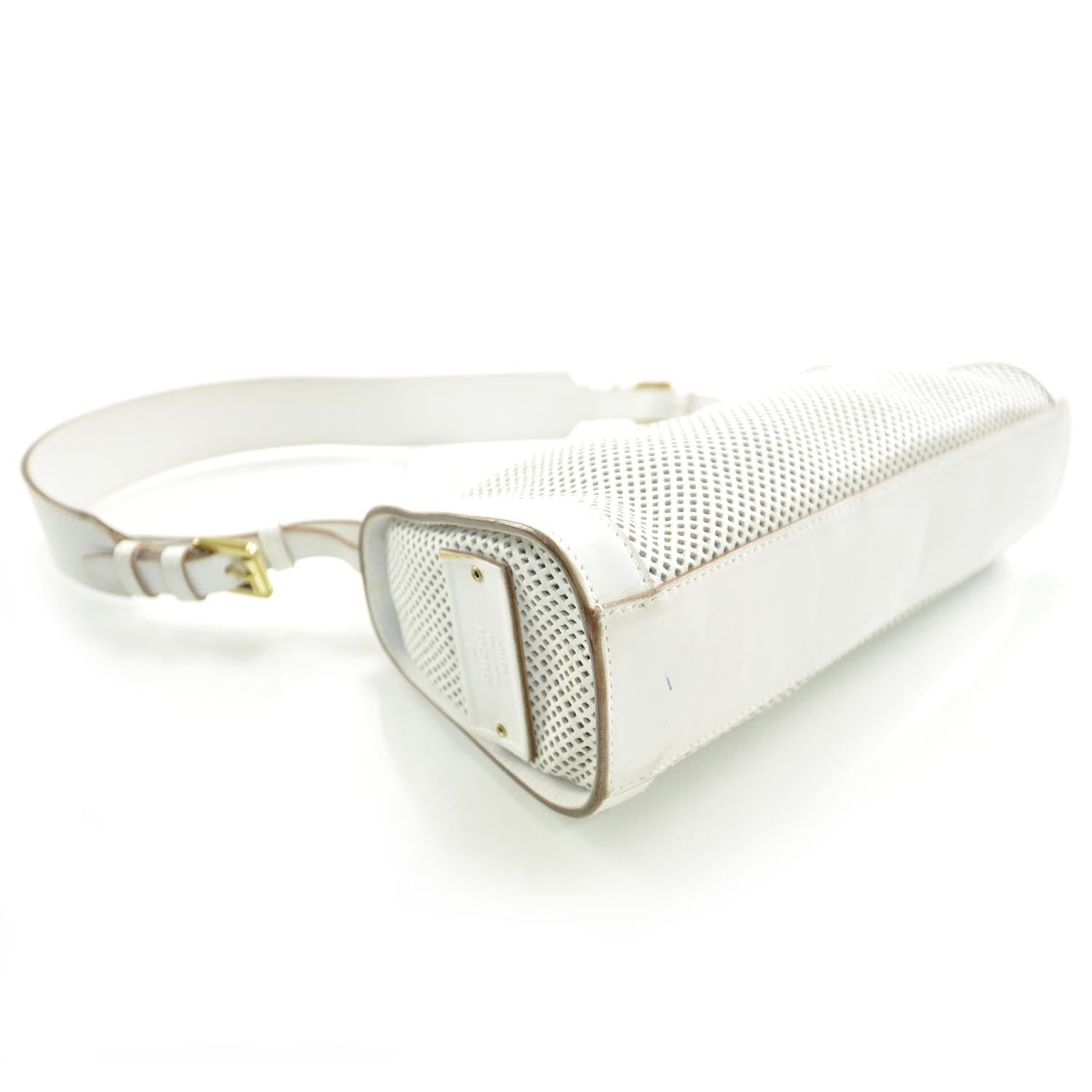 Gucci Perforated Leather Shoulder Bag White 5 of 9