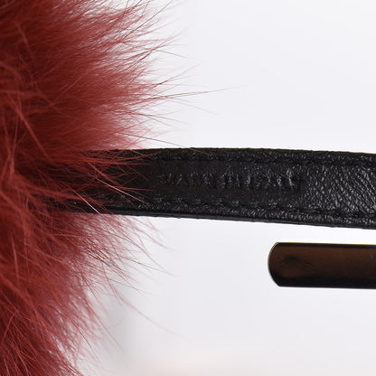 Fendi Fox Fur Shiny Nappa Rainbrow Pom Pom Bag Charm Bordeaux Multicolor Black 5 of 6