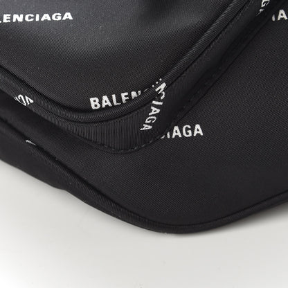 Balenciaga Twill Nylon Allover Logo Explorer Beltpack Black White 6 of 9