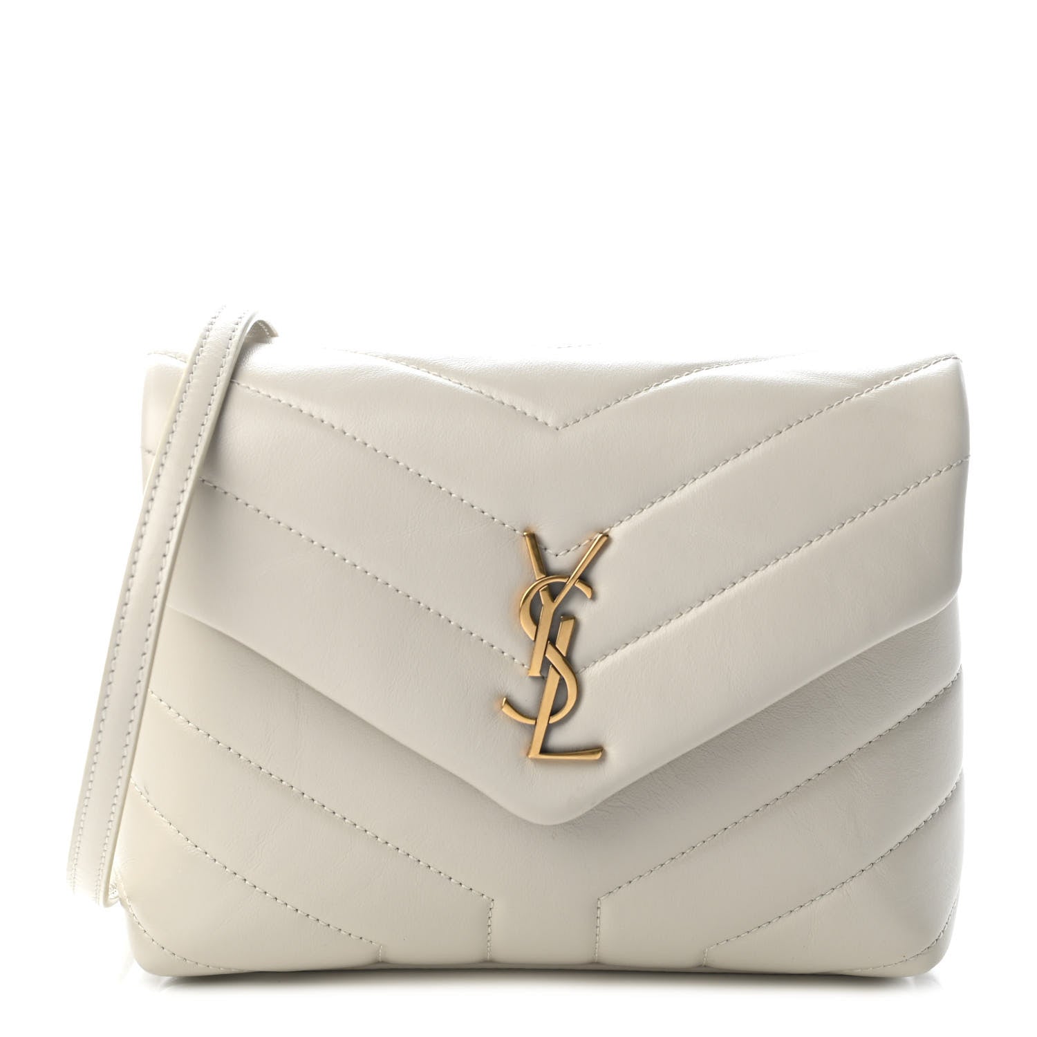Saint Laurent Calfskin Y Quilted Monogram Toy Loulou Crossbody Bag Ivory 1 of 8