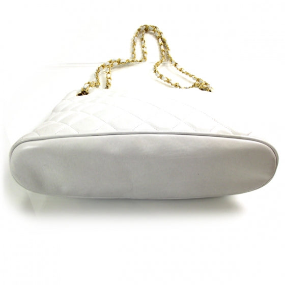 Lambskin Quilted Shoulder Bag White
