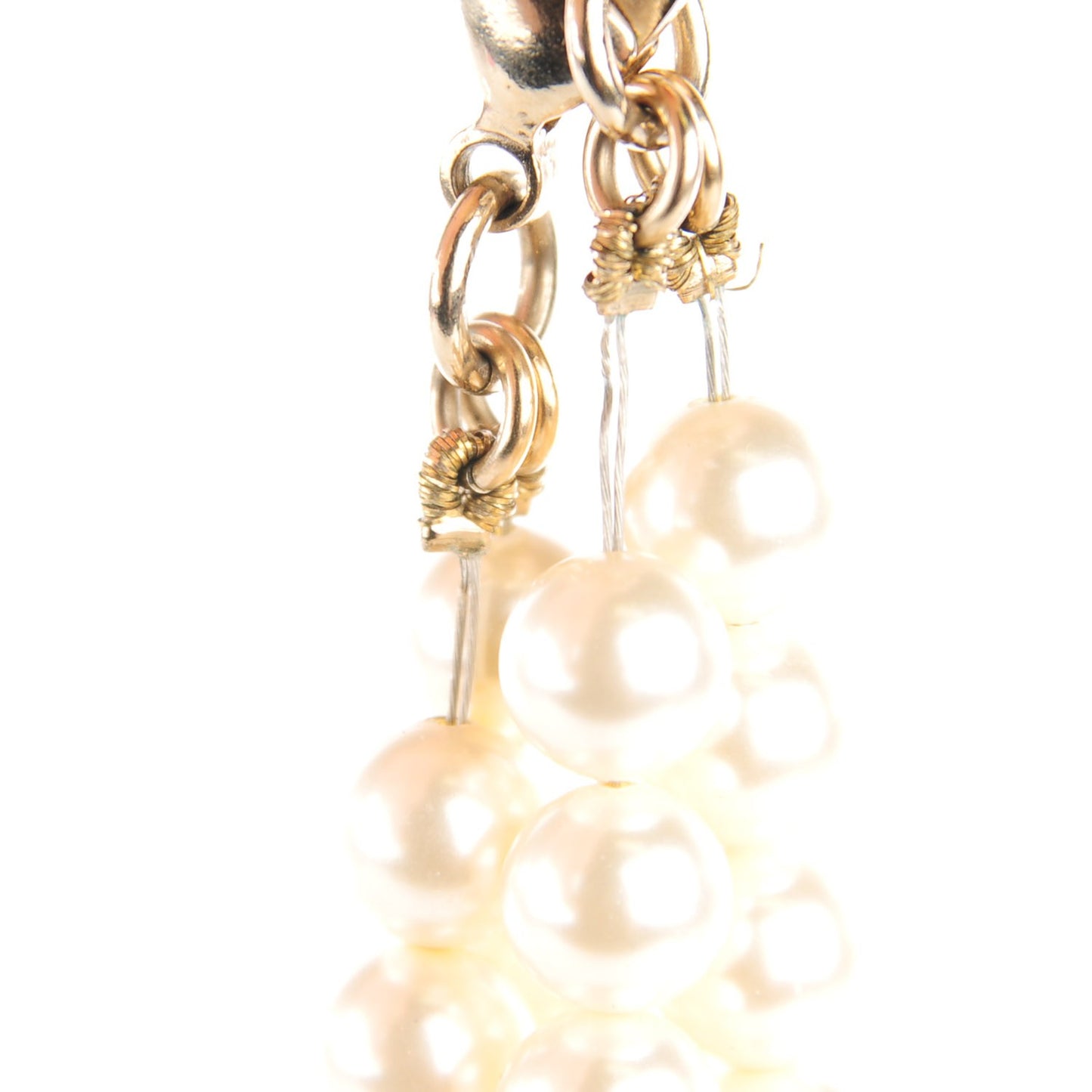 Pearl Crystal CC Double Strand Necklace Silver