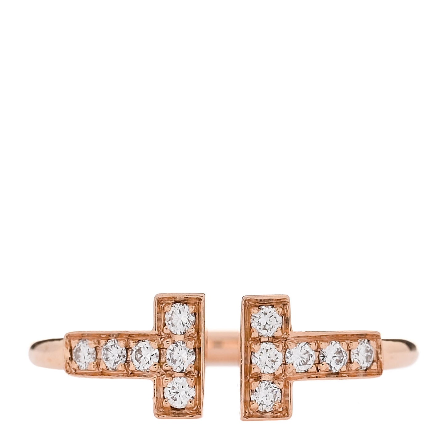 18K Rose Gold Diamond T Wire Ring 49 5