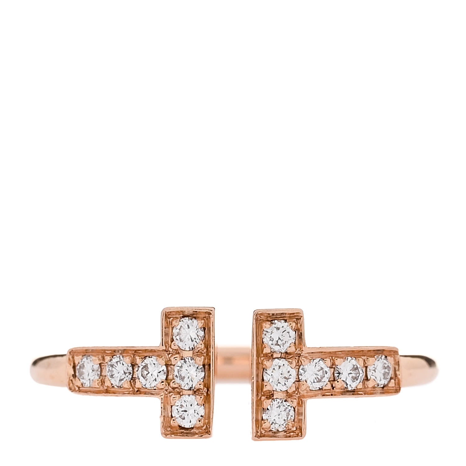 Tiffany 18K Rose Gold Diamond T Wire Ring 49 5 1 of 5