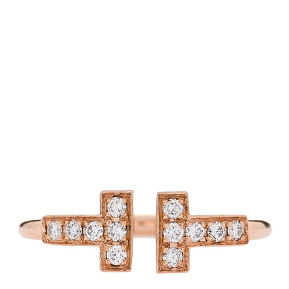 Tiffany 18K Rose Gold Diamond T Wire Ring 49 5 1 of 5